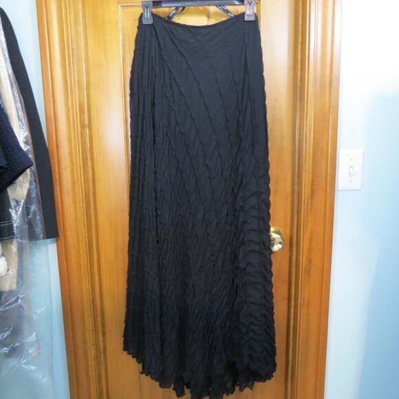 Joseph Ribkoff Black Bias Cut Maxi Chiffon Lined Knit Skirt Size 14 - Picture 5 of 10